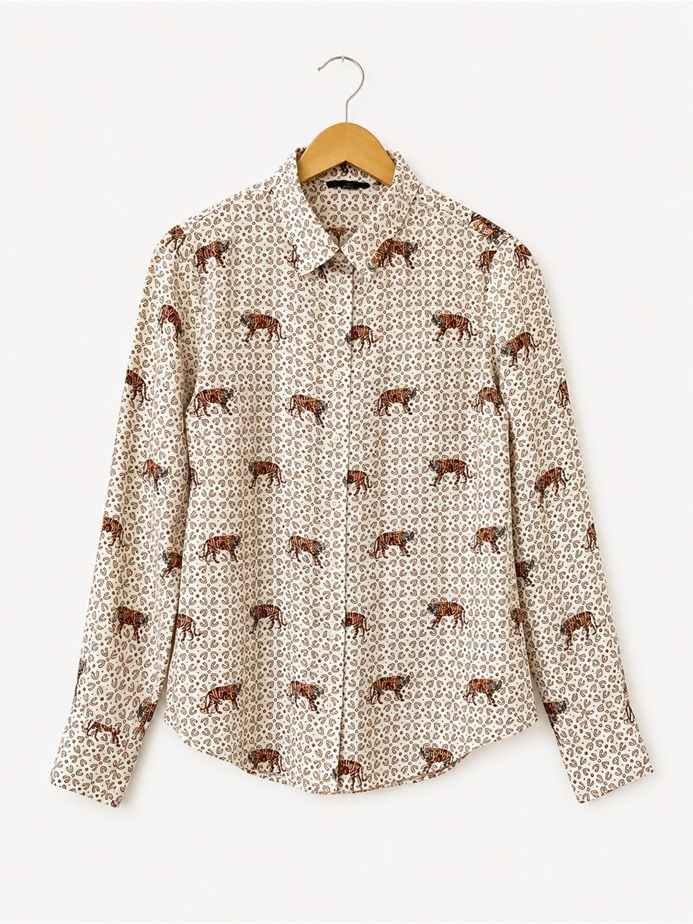 J.Crew 100% Silk Tiger Print Button Up Blouse Size 6 - Picture 2 of 15
